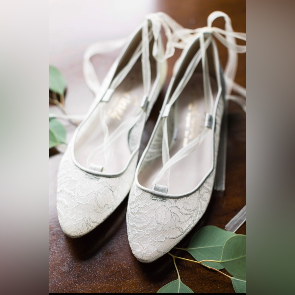 Harriet Wilde White Lace up Flats, size 7 - Bridal and Wedding